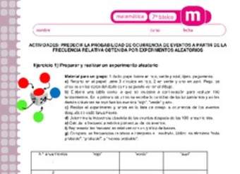 Predecir la probabilidad de ocurrencia de eventos a partir de la frecuencia relativa obtenida por experimentos aleatorios