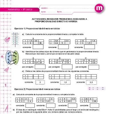 Resolver problemas asociados a la proporcionalidad directa e inversa