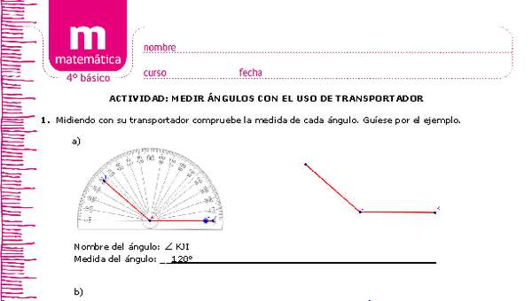 Medir ángulos con el transportador