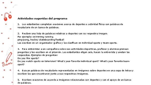 Actividades sugeridas Unidad 3