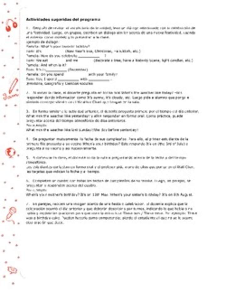 Actividades sugeridas Unidad 4