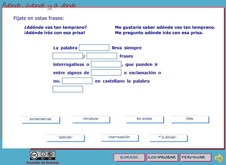 Uso de "adónde y adonde"