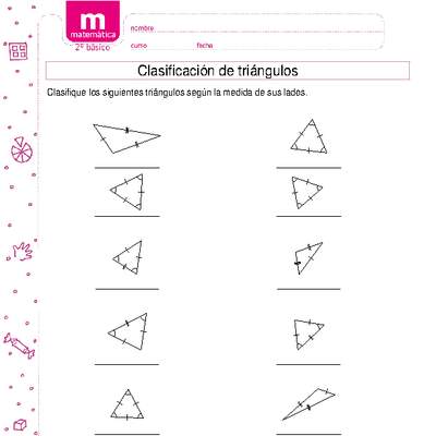 Clasificar triángulos según medidas de lado B