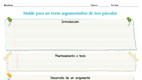 Molde para un texto argumentativo de tres párrafos