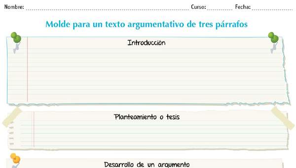 Molde para un texto argumentativo de tres párrafos