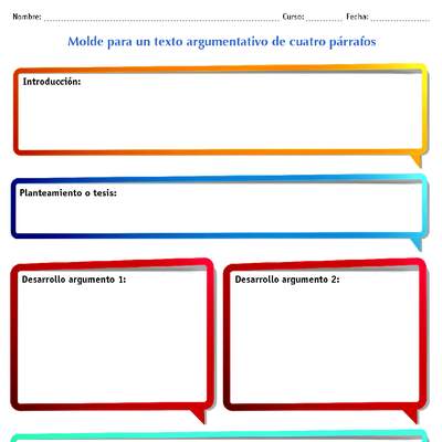 Molde para un texto argumentativo de cuatro párrafos