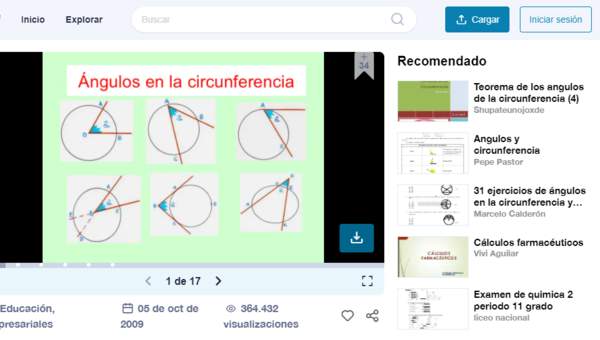 slideshare: Ángulos de la circunferencia
