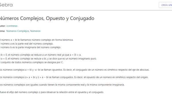 Geogebra: Números Complejos, Opuesto y Conjugado