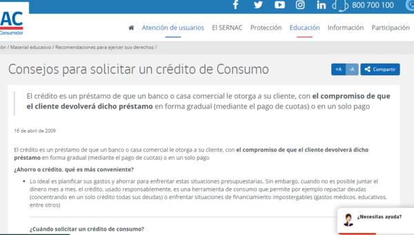 sernac: Consejos para tomar el crédito de consumo