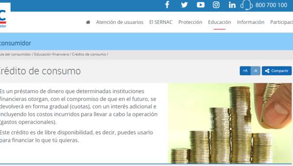 sernac: Definiciones del crédito de consumo