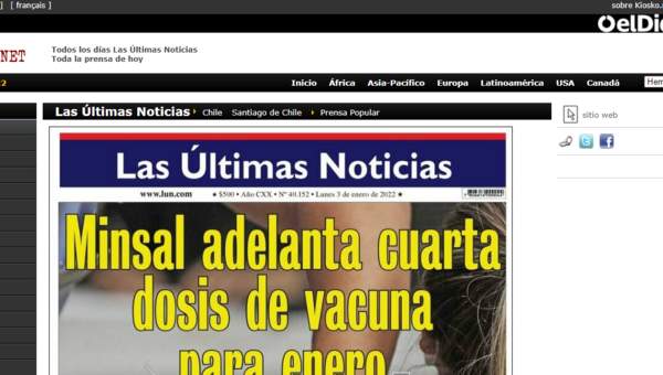 Kiosko.net: Portada Las Últimas Noticias, jueves 31 de octubre de 2019