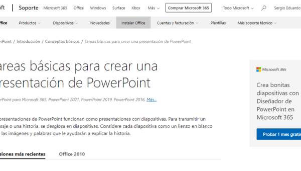 support.microsoft: Tareas básicas para una presentación de PowerPoint