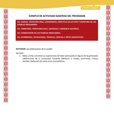 Actividad sugerida: LC01 - Colla - U3 - N°3: Las celebraciones de mi pueblo.