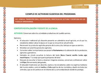 Actividad sugerida LC01 - Aymara - U01 - N°8: Conversan sobre las actividades productivas del pueblo aymara.