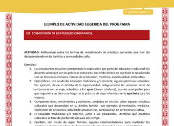 Actividad sugerida: LC02 - Colla - U3 - N°6: Reflexionan sobre las formas de revitalización de prácticas culturales que han ido desapareciendo en las familias y comunidades colla.