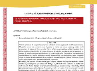 Actividad sugerida: LC02 - Colla - U2 - N°10: Ordenan y clasifican las señales de la naturaleza.