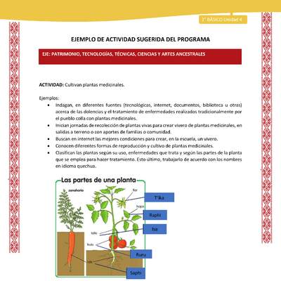 Actividad sugerida: LC02 - Colla - U4 - N°4: Cultivan plantas medicinales. Actividad sugerida: LC02 - Colla - U4 - N°4: Cultivan plantas medicinales.