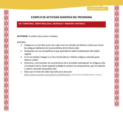 Actividad sugerida: LC02 - Colla - U2 - N°7: El carbón colla y otros minerales