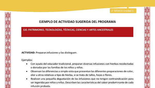 Actividad sugerida: LC02 - Colla - U1 - N°10: Preparan infusiones y las distinguen