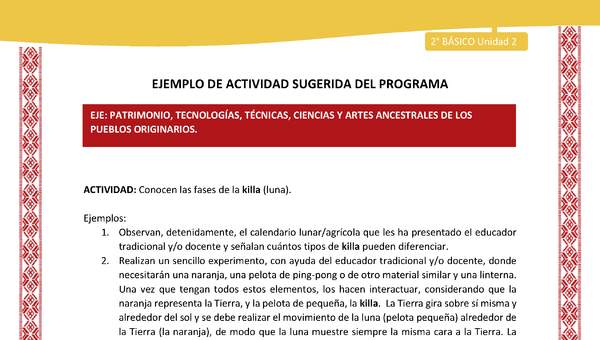 Actividad sugerida: LC02 - Colla - U2 - N°13: Conocen las fases de la killa (luna).