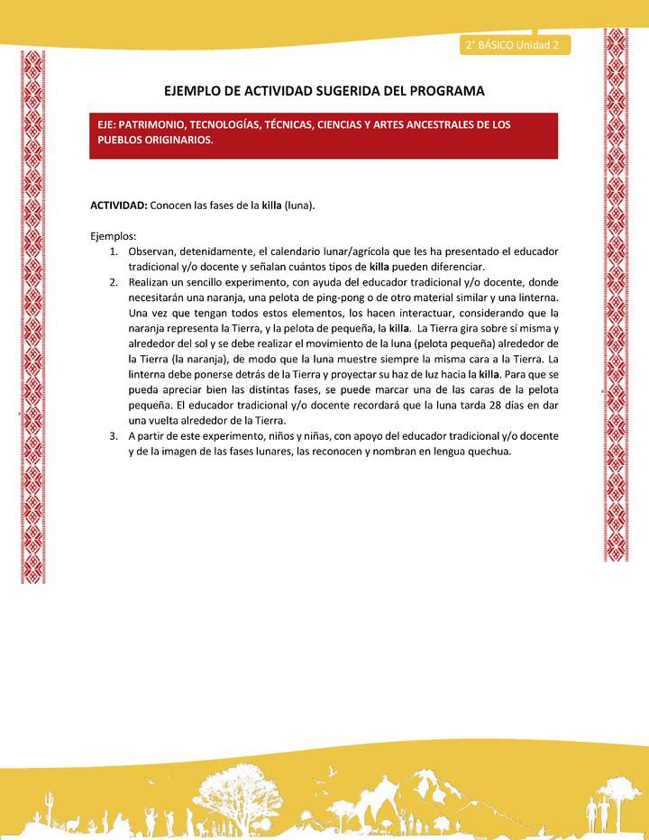 Actividad sugerida: LC02 - Colla - U2 - N°13: Conocen las fases de la killa (luna).