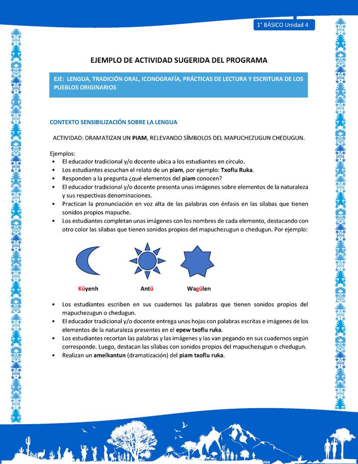 Actividad sugerida: LC01 - Mapuche - U4 - N°1: DRAMATIZAN UN PIAM, RELEVANDO SÍMBOLOS DEL MAPUCHEZUGUN CHEDUGUN.