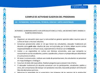 Actividad sugerida: LC01 - Mapuche - U3 - N°12: ELABORAN JUNTO A UN ESPECIALISTA EN CULTIVOS, UN DESINFECTANTE EN BASE A PLANTAS MEDICINALES.