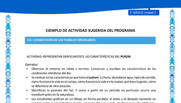 Actividad sugerida: LC01 - Mapuche - U2 - N°8: REPRESENTAN GRÁFICAMENTE LAS CARACTERÍSTICAS DEL PUKEM.