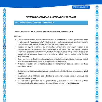 Actividad sugerida: LC01 - Mapuche - U2 - N°9: PARTICIPAN DE LA CONMEMORACIÓN DEL WIÑOL TXIPAN ANTÜ. Actividad sugerida: LC01 - Mapuche - U2 - N°9: PARTICIPAN DE LA CONMEMORACIÓN DEL WIÑOL TXIPAN ANTÜ.