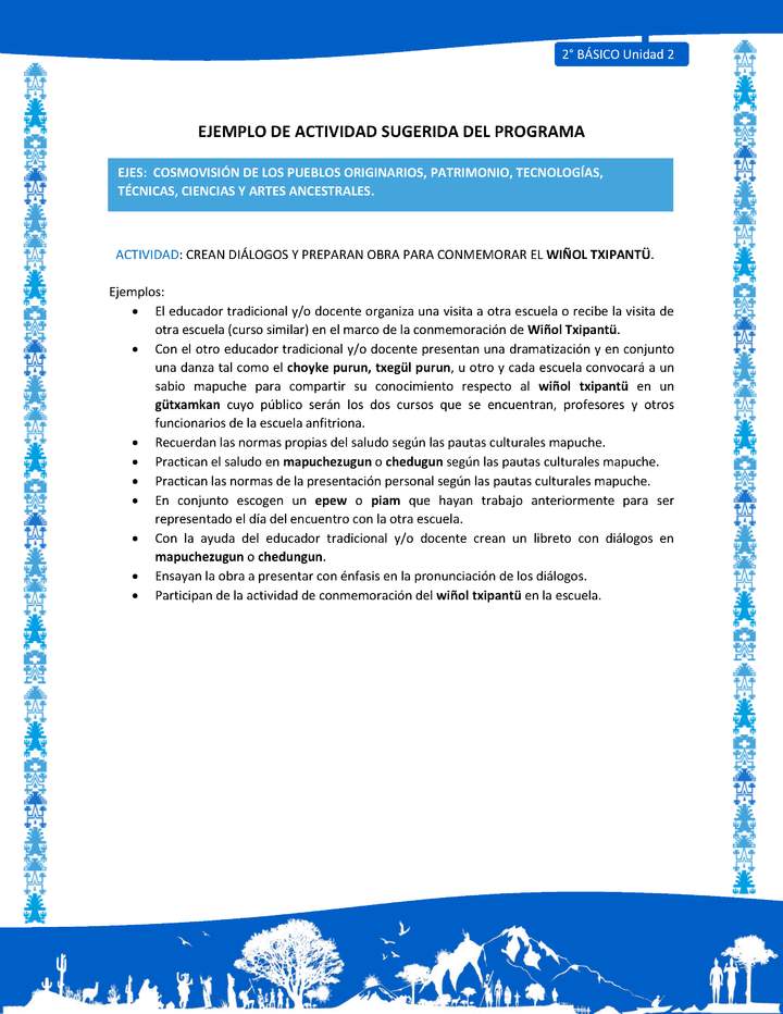 Actividad sugerida: LC02 - Mapuche - U2 - N°5: CREAN DIÁLOGOS Y PREPARAN OBRA PARA CONMEMORAR EL WIÑOL TXIPANTÜ.