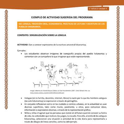 Actividad sugerida: LC01 - Lickanantay - U4 - N°1: DAN A CONOCER EXPRESIONES DE LA ESCRITURA ANCESTRAL LICKANANTAY.