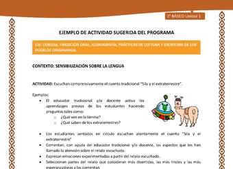 Actividad sugerida: LC02 - Lickanantay - U1 - N°1: ESCUCHAN COMPRENSIVAMENTE EL CUENTO TRADICIONAL “SILA Y EL EXTRATERRESTRE”