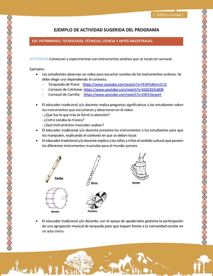 Actividad sugerida Nº 18 - LC02 - YM-U1-18-2B-EP-Conversan y experimentan con instrumentos andinos que se tocan en carnaval.