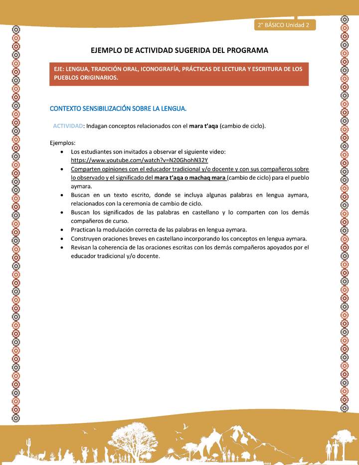 Actividad sugerida Nº 3- LC02 - AYM-U2-01-LS- Indagan conceptos relacionados con el mara t’aqa (cambio de ciclo).