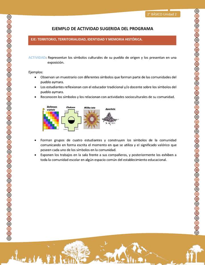 Actividad sugerida Nº 12- LC02 - AYM-U2-01-ET- Representan los símbolos culturales de su pueblo de origen y los presentan en una exposición.