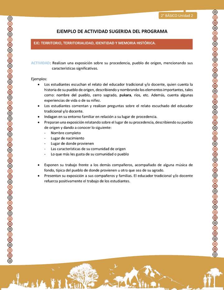 Actividad sugerida Nº 11- LC02 - AYM-U2-01-ET- Realizan una exposición sobre su procedencia, pueblo de origen, mencionando sus características significativas.