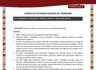 Actividad sugerida: LC01 - Diaguita - U4 - N°4:  REPRODUCEN DIVERSAS EXPRESIONES DE ARTE DEL PUEBLO DIAGUITA.