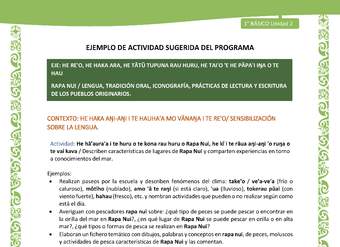 Actividad sugerida LC01 - Rapa Nui - U2 - N°18: Describen características de lugares de Rapa Nui y comparten experiencias en torno a conocimientos del mar.