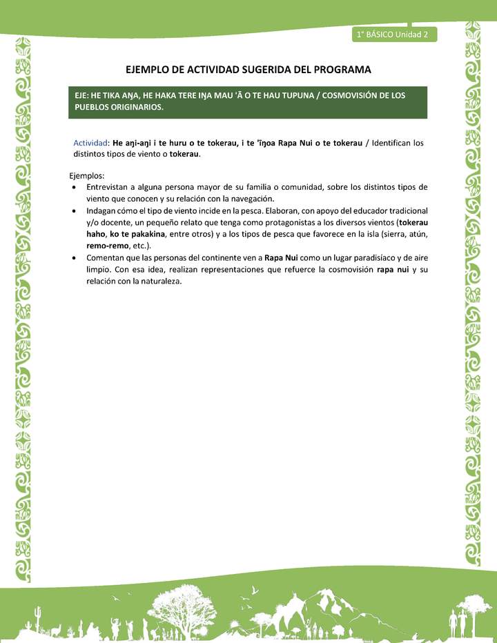 Actividad sugerida LC01 - Rapa Nui - U2 - N°38: Identifican los distintos tipos de viento o tokerau.