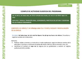 Actividad sugerida LC01 - Rapa Nui - U2 - N°25: Escuchan y registran sonidos de la naturaleza.