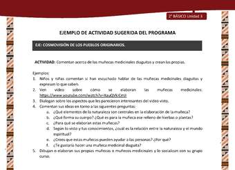 Actividad sugerida: LC02 - Diaguita - U3 - N°2: COMENTAN ACERCA DE LAS MUÑECAS MEDICINALES DIAGUITAS Y CREAN LAS PROPIAS.