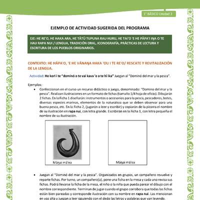 Actividad sugerida LC01 - Rapa Nui - U3 - N°47: Juegan al “Dominó del mar y la pesca”.