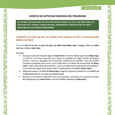 Actividad sugerida LC01 - Rapa Nui - U4 - N°67: Indagan sobre los māori tarai que realizan roo roo.