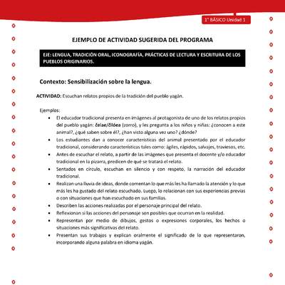 Actividad sugerida Nº 1- LC01 - YAG-U1-LS - Escuchan relatos propios de la tradición del pueblo yagán