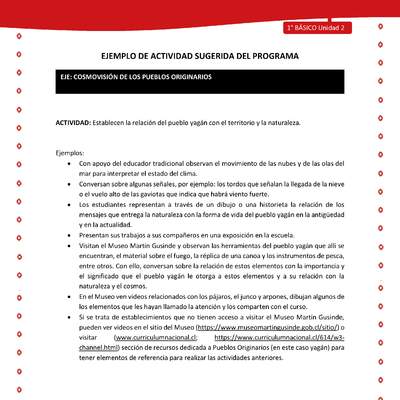 Actividad sugerida Nº 6- LC01 - YAG-U2-ECO - Establecen la relación del pueblo yagán con el territorio y la naturaleza