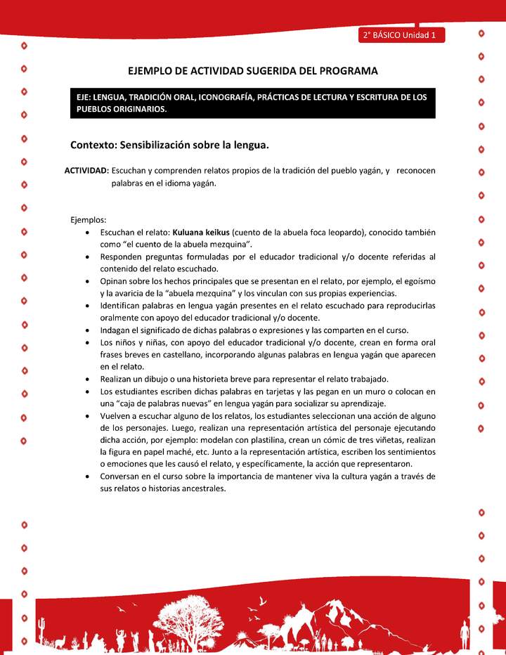 Actividad sugerida Nº 1- LC02 - YAG-U1-LS - Escuchan y comprenden relatos propios de la tradición del pueblo yagán, y reconocen palabras en el idioma yagán