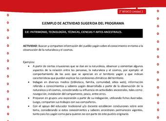 Actividad sugerida Nº 4- LC02 - YAG-U2-EP - Buscan y comparten información del pueblo yagán sobre el conocimiento en torno a la observación de la naturaleza y el cosmos