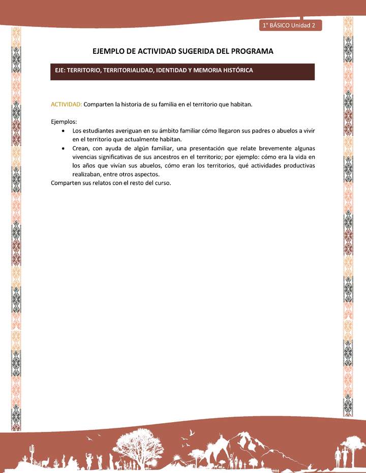 Actividad sugerida LC01 - Quechua - U2 - N°29: Comparten la historia de su familia en el territorio que habitan.