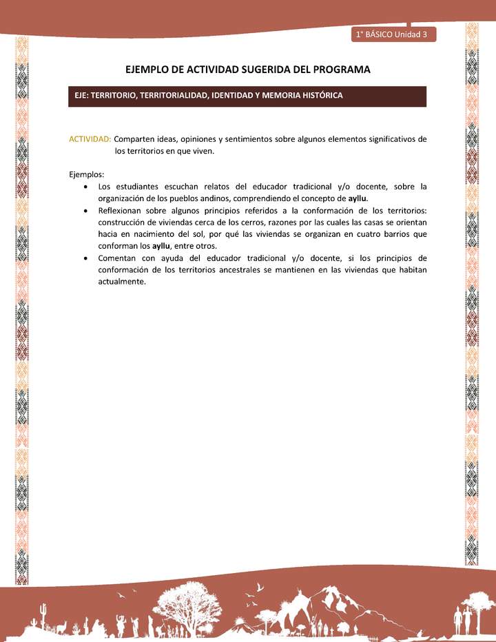 Actividad sugerida LC01 - Quechua - U3 - N°38: Comparten ideas, opiniones y sentimientos sobre algunos elementos significativos de los territorios en que viven.