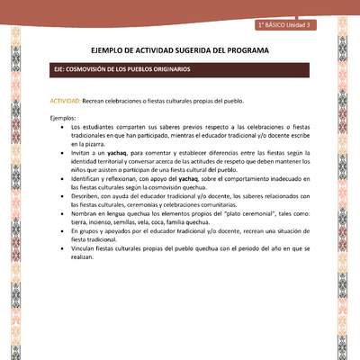 Actividad sugerida LC01 - Quechua - U3 - N°39: Recrean celebraciones o fiestas culturales propias del pueblo.